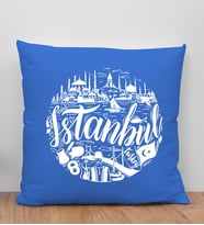 BK Gift İstanbul Tasarımlı Mavi Kırlent Yastık, Arkadaşa Hediye, Ev Dekorasyonu, Ev Hediyesi-1