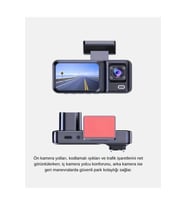 170 Derece Geniş Açılı 3 Kameralı Dash Cam Sistemi