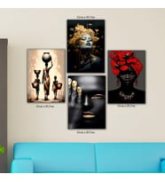 kadın anne esmer siyah resim resimli 4lü hd baskılı kanvas tablo resim