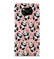 Xiaomi Poco X3 Uyumlu Lansman Kılıf Panda Tasarımlı İçi Kadife Kapak-Pembe (Şeffaf)