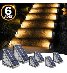 6'lı Solar Basamak Işığı 10 LED Güneş Enerjili Merdiven Bahçe Aydınlatması