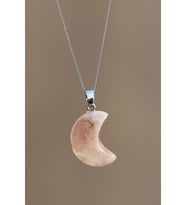 Flower Agate Doğal Taş Ay Model Kolye