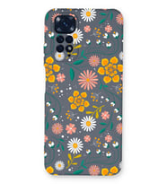 Xiaomi Redmi Note 11s Uyumlu Lansman Kılıf Çiçek Tasarımlı İçi Kadife Kapak-Petrol Mavisi (Şeffaf)