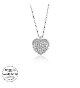Swarovski Taşlı Gümüş Kalp Bayan Kolye