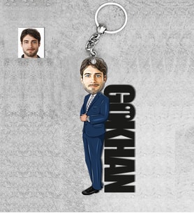 Kişiye Özel İsimli Öğretmen Erkek Ahşap Anahtarlık-