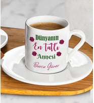 Anneler Günü Hediyesi Kişiye Özel Türk Kahvesi Fincanı (Beyaz)