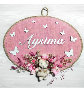Lora Davet Kız Bebek kapı süsü, Hastane kapı süsü, Duvar süsü (1 Adet) Pembe - 36203