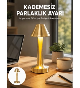 LED Masa Lambası 3 Renk Ayarlı Şarjlı Kablosuz Modern Tasarım Yeni Nesil
