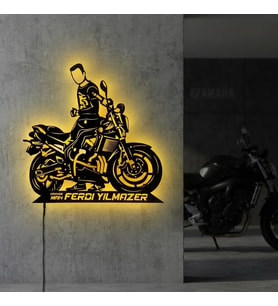 Kişiye veya Fotoğrafa Özel Led Işıklı Ahşap Hediyelik Motosiklet Tabloları, Dekor