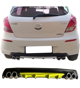 Hyundai i20 Sarı Difüzör Çiftli Yuvarlak Egzoz Görünümlü D Tip Difizör