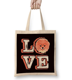 Love Pomeranian Puppy Pommy Pom German Spitz Poland Toy Dog Bez Çanta Uzun Saplı