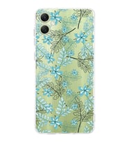 PrintiFy Samsung A05 Uyumlu Kamera Korumalı Floral Su Yeşili Tasarımlı Şeffaf Silikon Kılıf