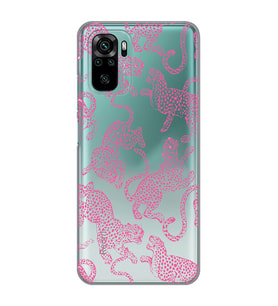 Redmi Note 10/Note 10S Uyumlu Pembe Leopar Desenli Şeffaf Telefon Kılıfı