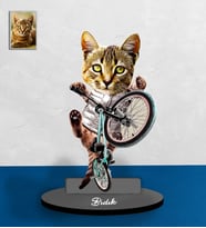 Kişiye Özel Hayvan Karikatürlü Kedi Ahşap Biblo Model-1-Eco