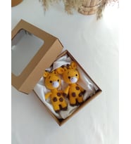 Amigurumi anahtarlık ikili zürafa arkadaş hediye kutulu