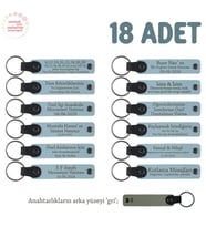 Gök Mavi & Gri, Sınıfça Paylaşılan Anılar İçin, 18'li Set, Adınıza Özel Üretim Kişisel Anahtarlık (Gök Mavisi)