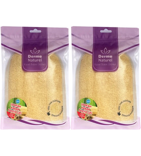 Derma Naturel Loofah Kabak Havlu Banyo Eldiveni (15*24CM) MS-11 (2 Li Set)