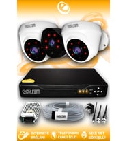 ELITCAM 3 Kameralı Uzay 2 İç Kamera Set HDD'siz Full HD Gece Görüşlü Güvenlik Kamerası Sistemi