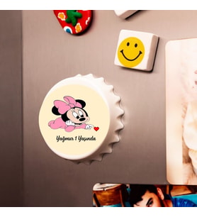 Çılgıntrend İsme Özel Baskılı Minnie Mause Doğum Günü Açacak Magnet 10 adet