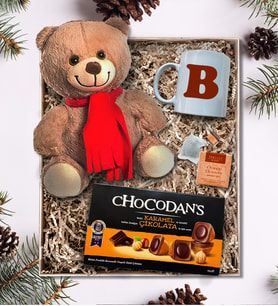 Kişiye Özel Harf Kupalı Peluş Ayıcık Chocodan's lı Çaylı Hediye Kutusu