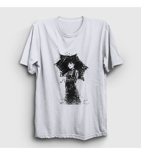 Presmono Unisex Beyaz Umbrella Wednesday Addams Family Addams Ailesi T-Shirt 366293tt