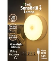 JASPER JPR-010 Hareket Sensörlü Sarı Led Lamba – Mıknatıslı & Şarjlı, Kablosuz Aydınlatma