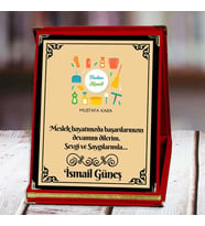 Yardımcı Hizmetli Baskılı Plaket (1. Tasarım)  Kişiye Özel (Kırmızı)