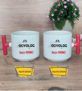Odyolog Kupa Bardak T Kırmızı Kulplu Tıp Bayramı Hediyesi
