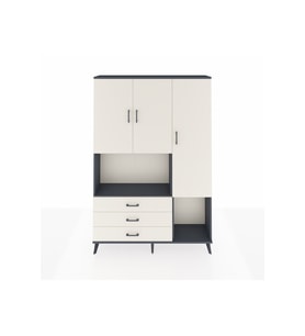 Arges Gardrop 6 Raflı 3 Çekmeceli 3 Kapaklı 132x30x195 Antrasit-Aytaşı