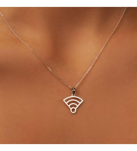 Kişiye Özel 925 Ayar Gümüş Wifi Sembol Kolye