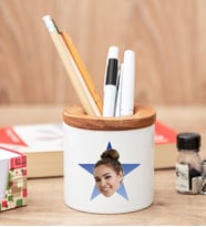 Kişiye Özel Mavi Yıldız Kafa Fotoğraflı Kalemlik