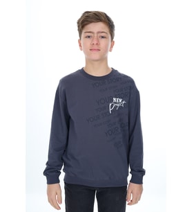 Toontoy Erkek Çocuk New Project  Baskılı Sweatshirt (Füme)