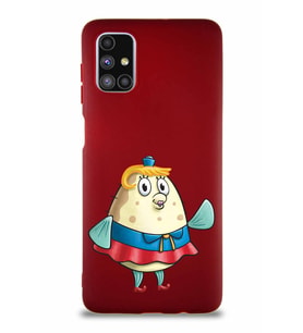 Samsung Galaxy M51 Soft Premier Kapak Bayan Puff Tasarımlı Silikon Kılıf - Mürdüm (Şeffaf)