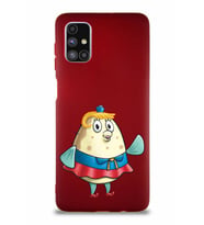 Samsung Galaxy M51 Soft Premier Kapak Bayan Puff Tasarımlı Silikon Kılıf - Mürdüm (Şeffaf)