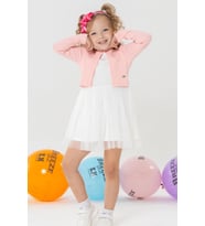 Breeze Kız Çocuk Uzun Kollu Elbise Tüllü 3-8 Yaş, Somon