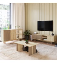 İnarch Dizayn Ravello Oturma Odası SET – Modern Konsol, TV Sehpası ve Orta Sehpa Üçlü Takım (Safir)