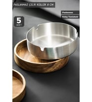 5’li Set Küllük 8 cm Paslanmaz Çelik Kül Tablası Sigara Küllüğü