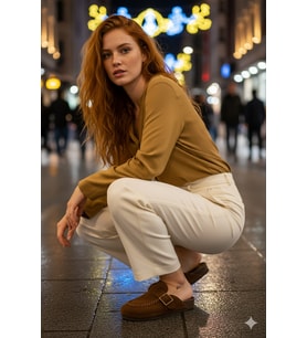 Manijero ARYA Premium MNR.017.02 Kadın Taba Günlük Hakiki Deri Terlik