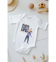 %100 Pamuk Babalar Günü Bebek Body Zıbın (Beyaz)
