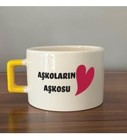 Aşkoların Aşkosu Baskılı Sarı Kulplu C Sevgililer Günü Fincanı