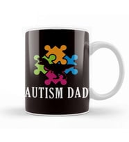 Autism Dad Father Daddy T-Rex Dino Autistic Ribbon Puzzle Kupa Bardak Porselen
