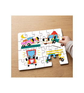 Eğlenceli Arabalar Tasarımlı 24 Parça Ahşap Çocuk Puzzle MPK0049