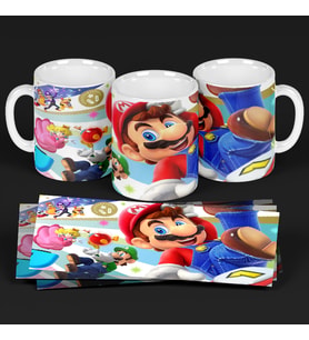 Mario Team - Temalı Porselen Kupa Bardak Karakter Hediyesi Özel Tasarım
