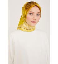 Armine Sarı Çiçek Desen Tivil İpek Eşarp 9100 - 86