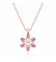 Gümüş Rose Pembe Lotus Çiçeği Kolye