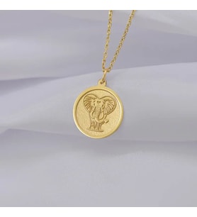 Kişiye Özel 925 Ayar Gümüş Minimalist Fil Figürlü Kolye (Gold)