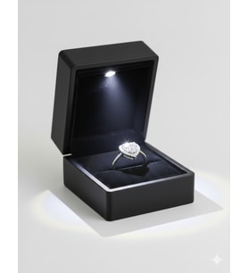 LED Işıklı Premium Kutu & Lüks Çelik Yüzük Kombini (Paslanmaz & Kararmaz-AYARLANABİLİR)