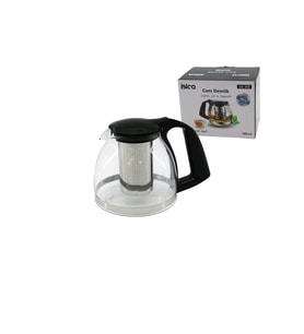 1100ML CAM DEMLİK ÇELİK SÜZGEÇLİ - PLASTİK KULP - KAPAK - KROM ÇERÇEVE (4915)