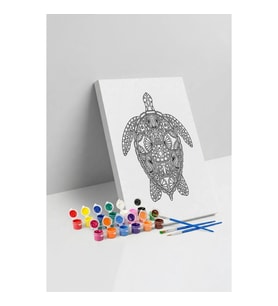 Kaplumbağa Desenli Mandala Tuval Boyama Seti 40x50 cm