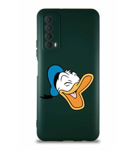 Huawei P Smart 2021 Soft Premier Kapak Donald Duck-E Tasarımlı Silikon Kılıf - Yeşil (Şeffaf)